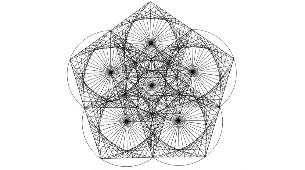 A pentagon of fully connected nodes; every point reinforcing every other.
